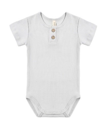 Quincy Mae Ribbed Henley Bodysuit in Light Blue