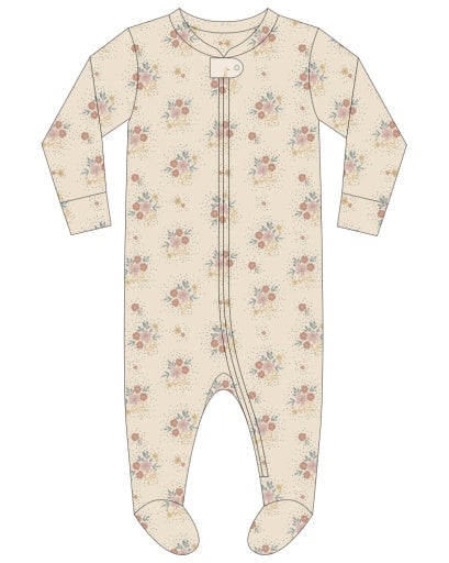 Zip Long Sleeve Sleeper Footie Floral Bouquet