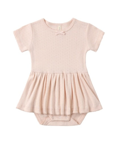 Quincy Mae Pointelle Skirted Bodysuit in Petal