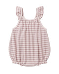 Quincy Mae Ribbed Ruffle Romper in Purple Stripe