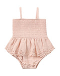 Smocked Skirted Romper Melon