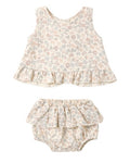Ruffled Tulip Top + Bloomer Set Vintage Floral
