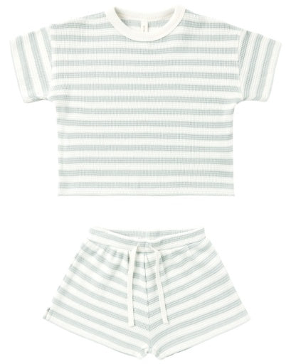 Waffle Tee + Short Set Sky Stripe