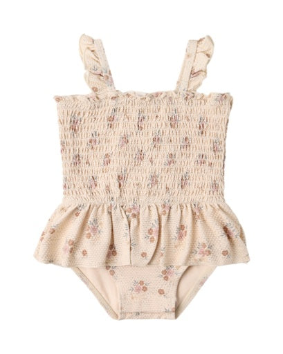 Smocked One-Piece Swimsuit Floral Bouquet