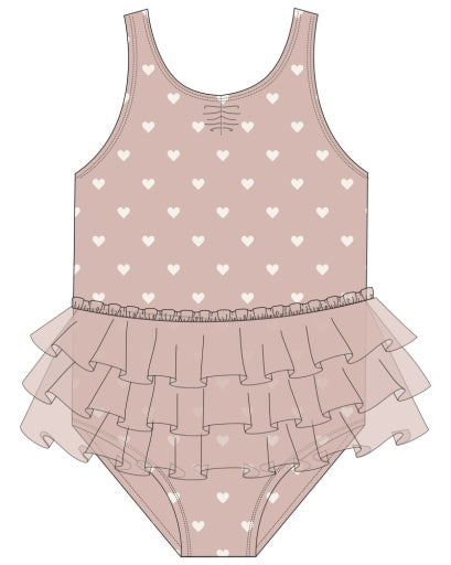 Rae One-Piece Mauve Hearts