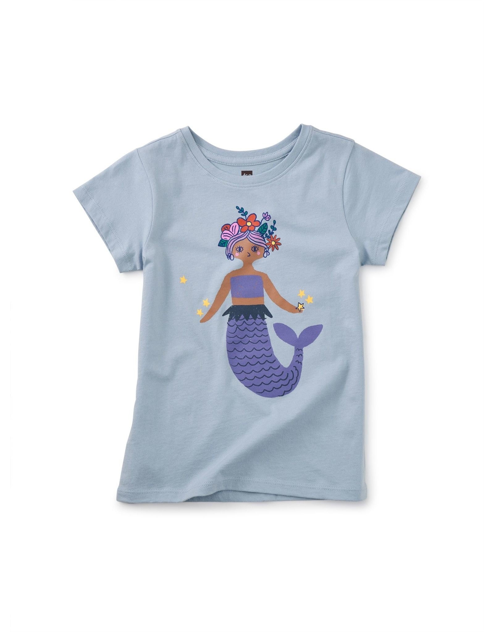 Tea Collection Mermaid Folklorico Graphic Tee, Blue Fog |Mockingbird Baby & Kids