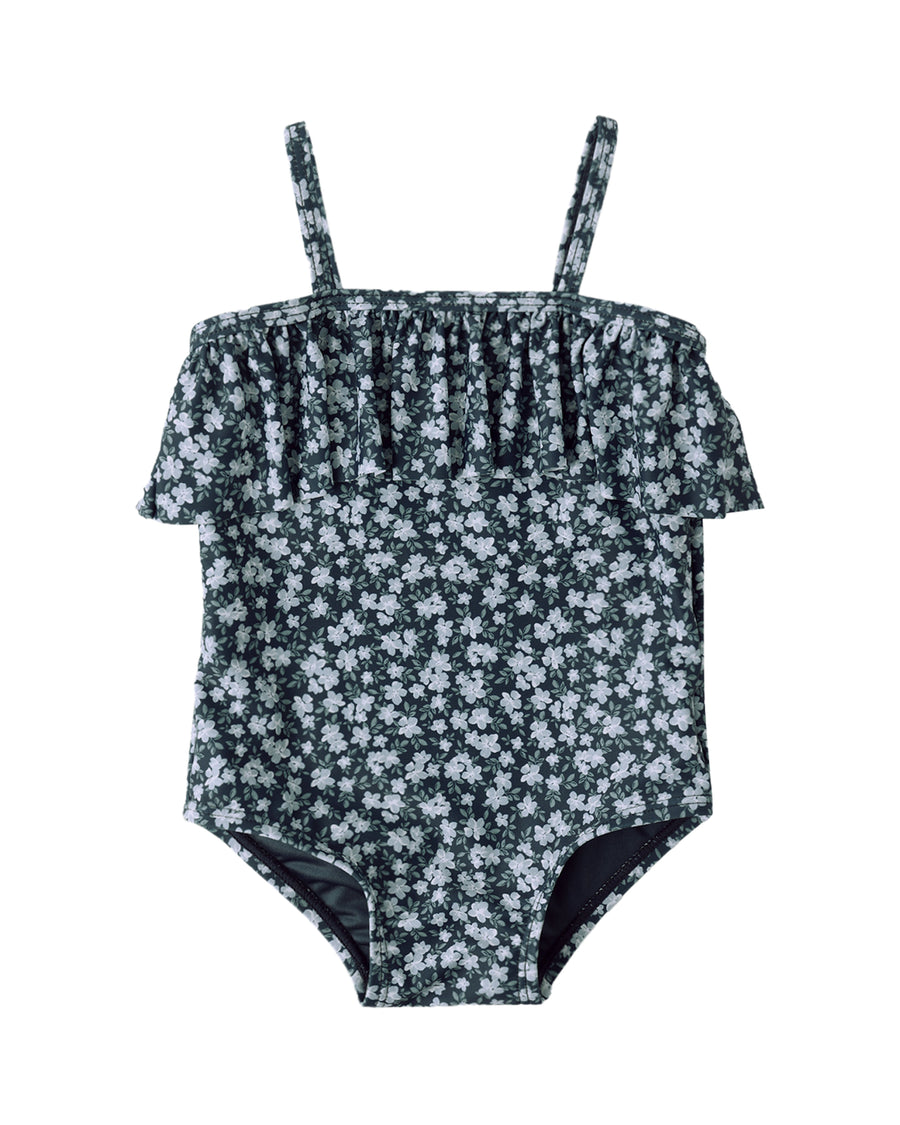 Rylee + Cru Ruffle One-Piece in Navy Floral