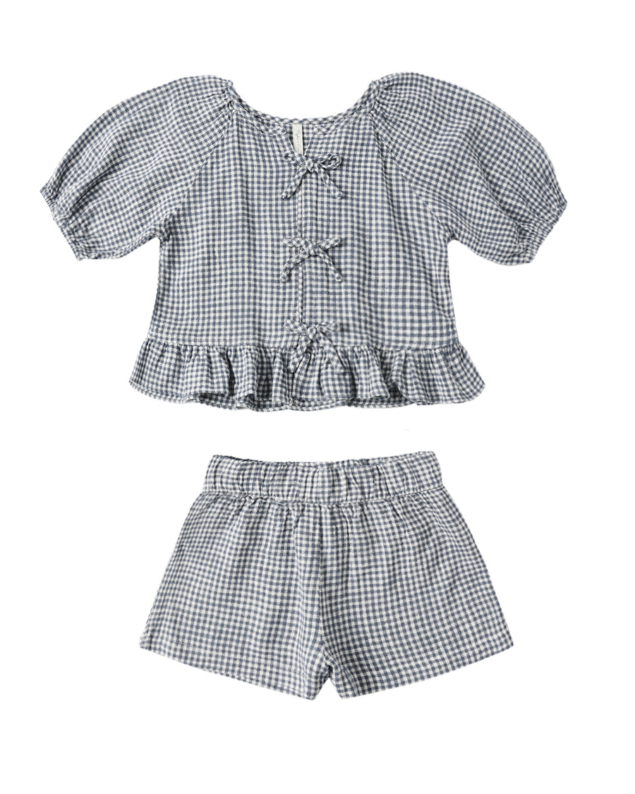 Rylee + Cru Juniper Set in Marine Gingham