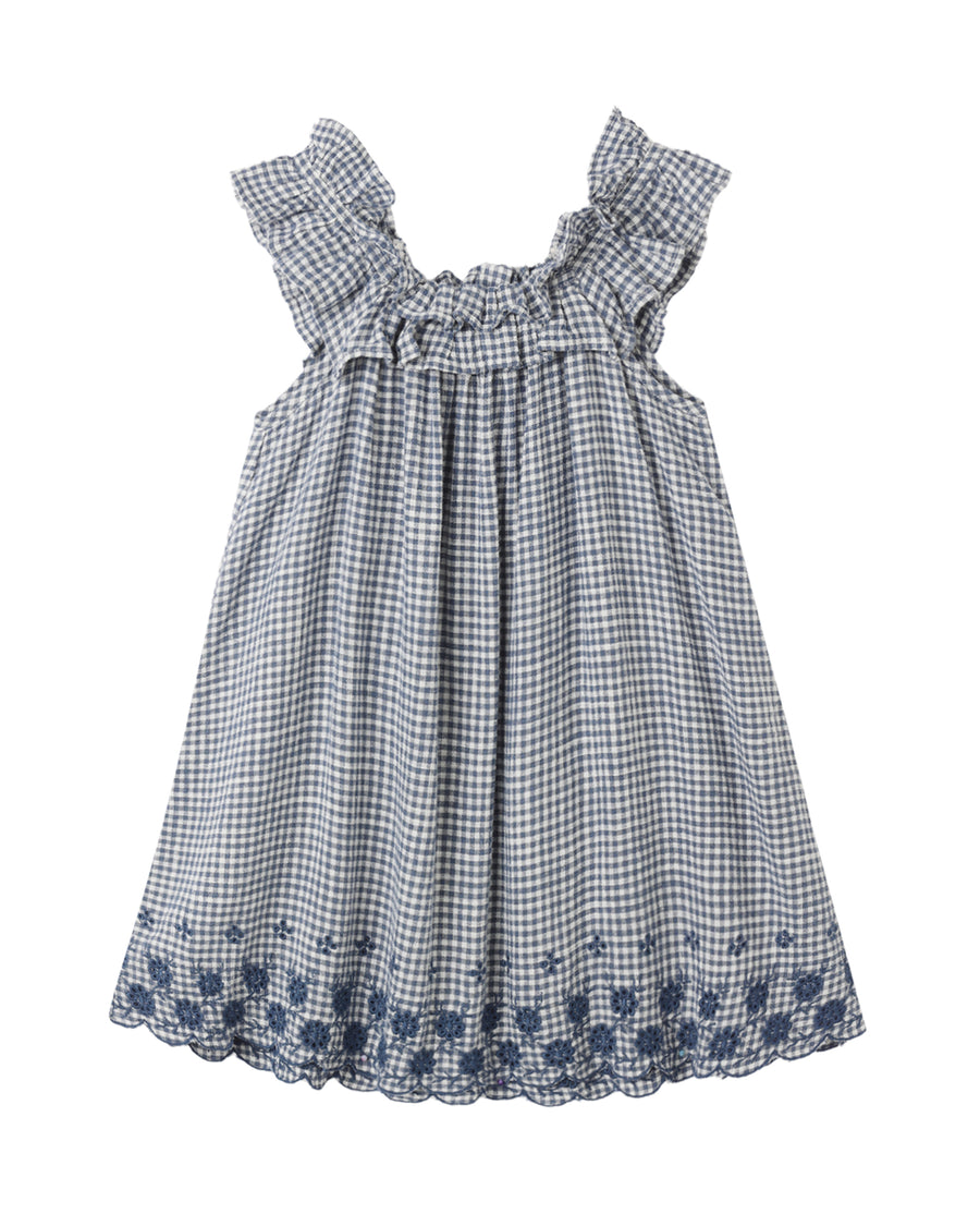 Rylee + Cru Lennon Dress in Marine Gingham