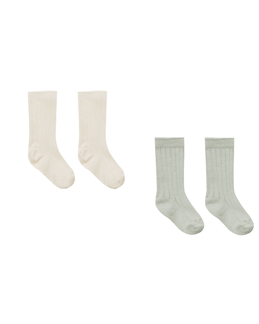 Rylee + Cru Sock Set in Natural & Sage