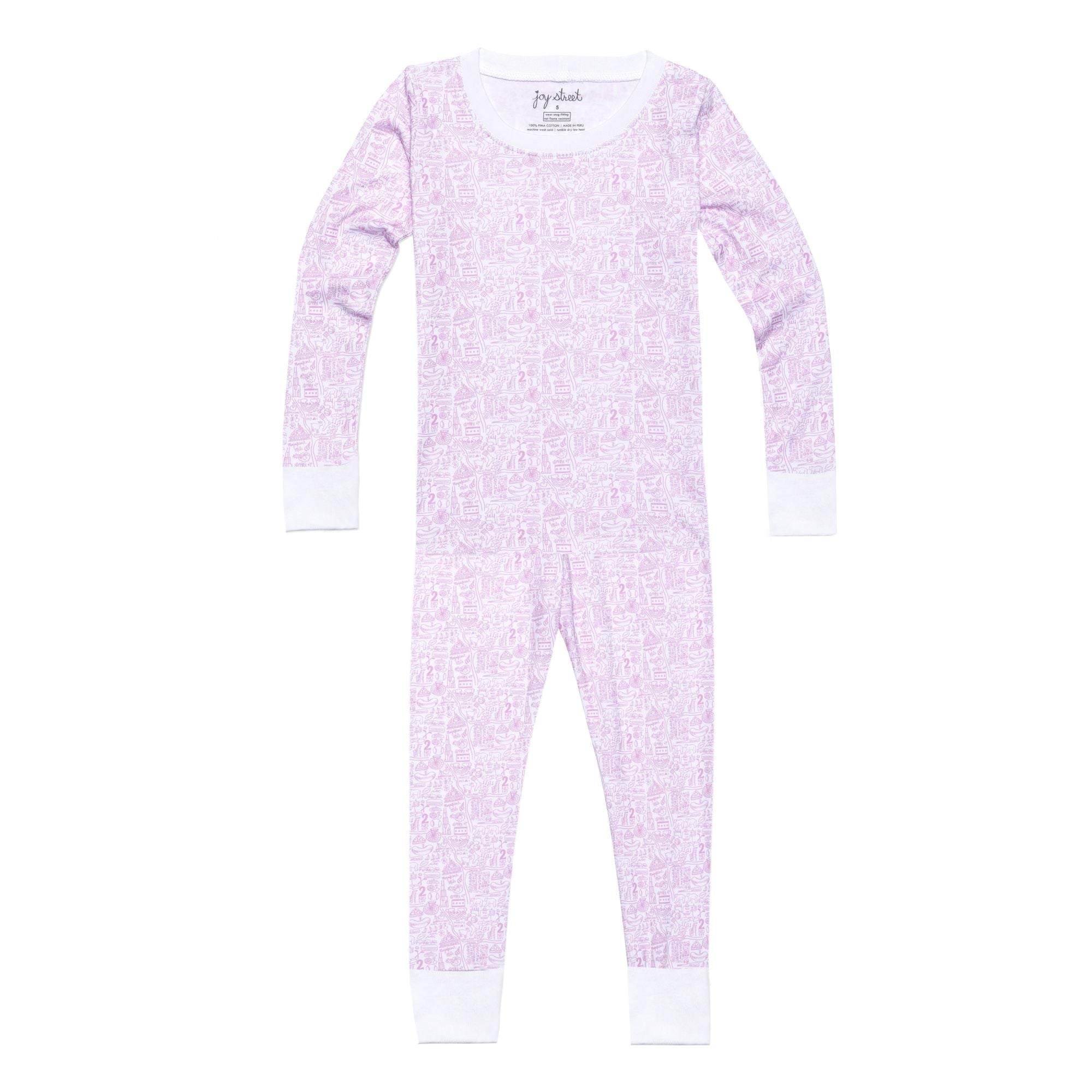 Joy Street Kids Chicago print pajamas, pink