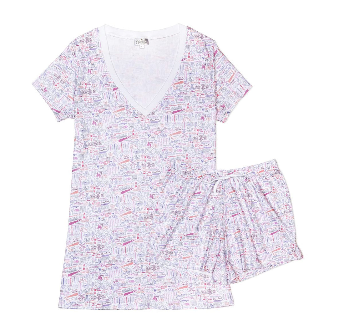 Joy Street Kids Hamptons print women's short pajamas, pink