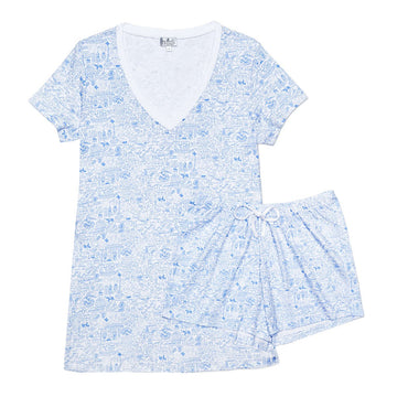 Joy Street Kids Houston print womens short pajamas, blue