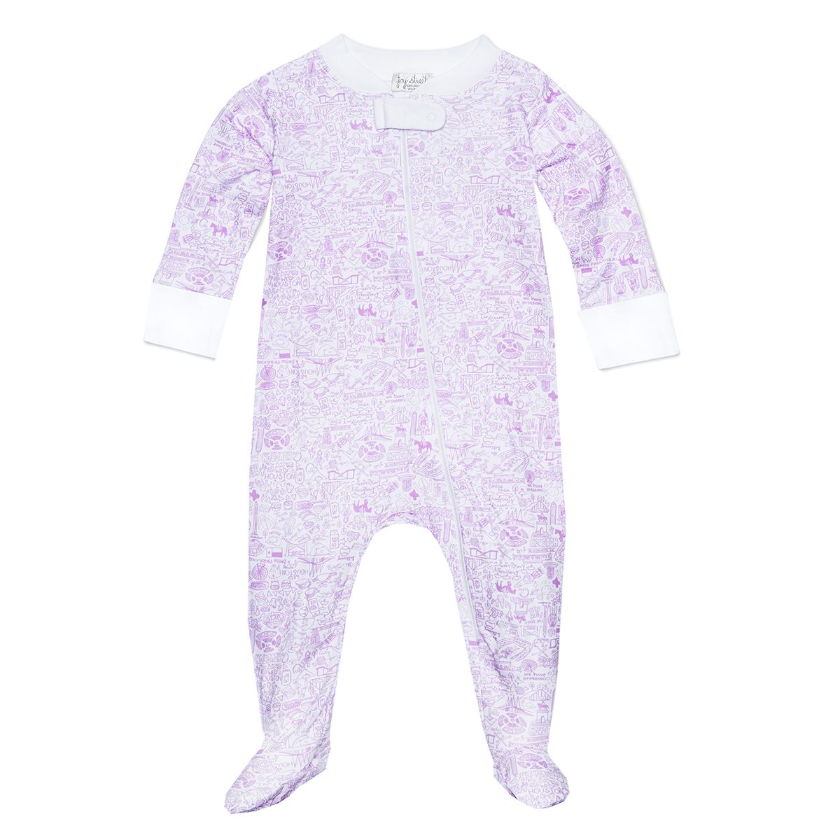 Joy Street Kids Houston print zip onesie, pink