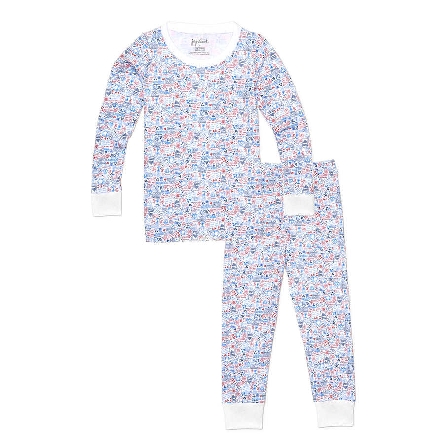 Joy Street Kids Love Two Piece Pajamas, Blue Valentine
