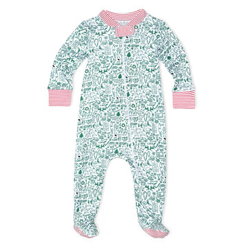 Joy Street Kids North Pole zip onesie, mistletoe