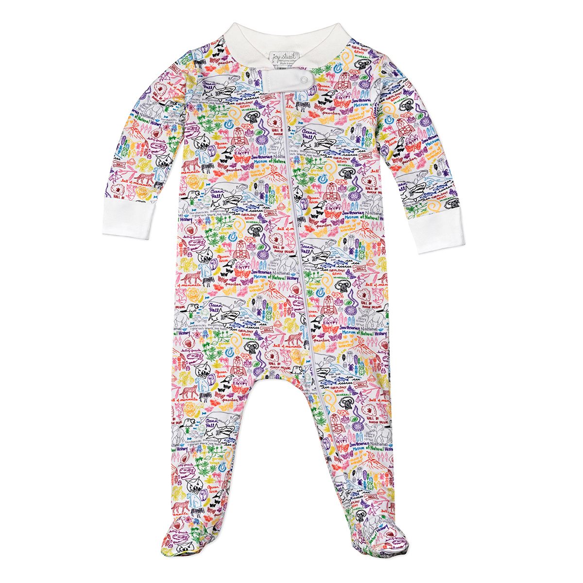 Joy Street Kids Smithsonian Natural History Museum Zip Onesie, multi