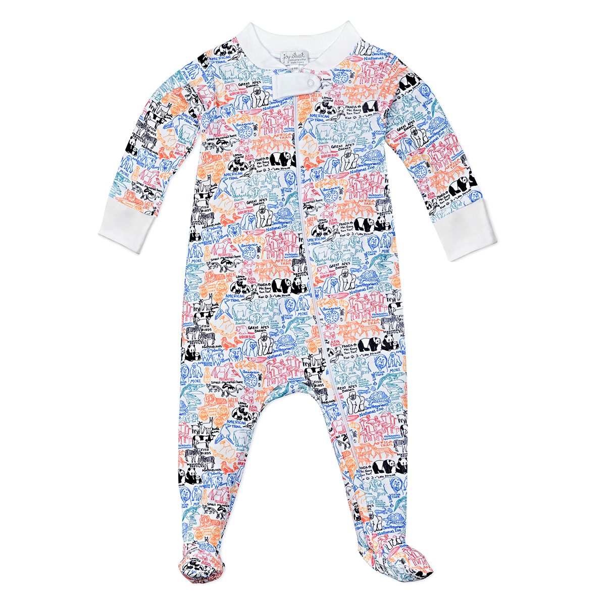 Joy Street Kids Smithsonian National Zoo zip onesie, multi