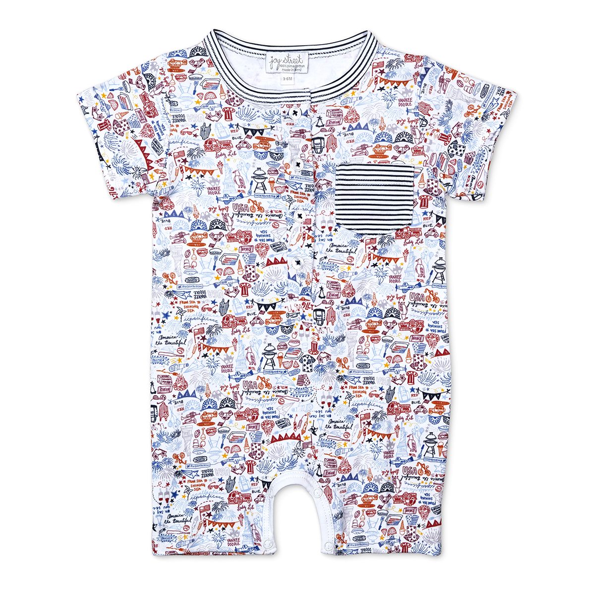 Joy Street Kids USA print, shortie romper